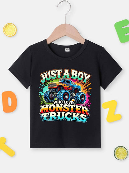 Just a Boy Who Loves Monster Trucks T-Shirt