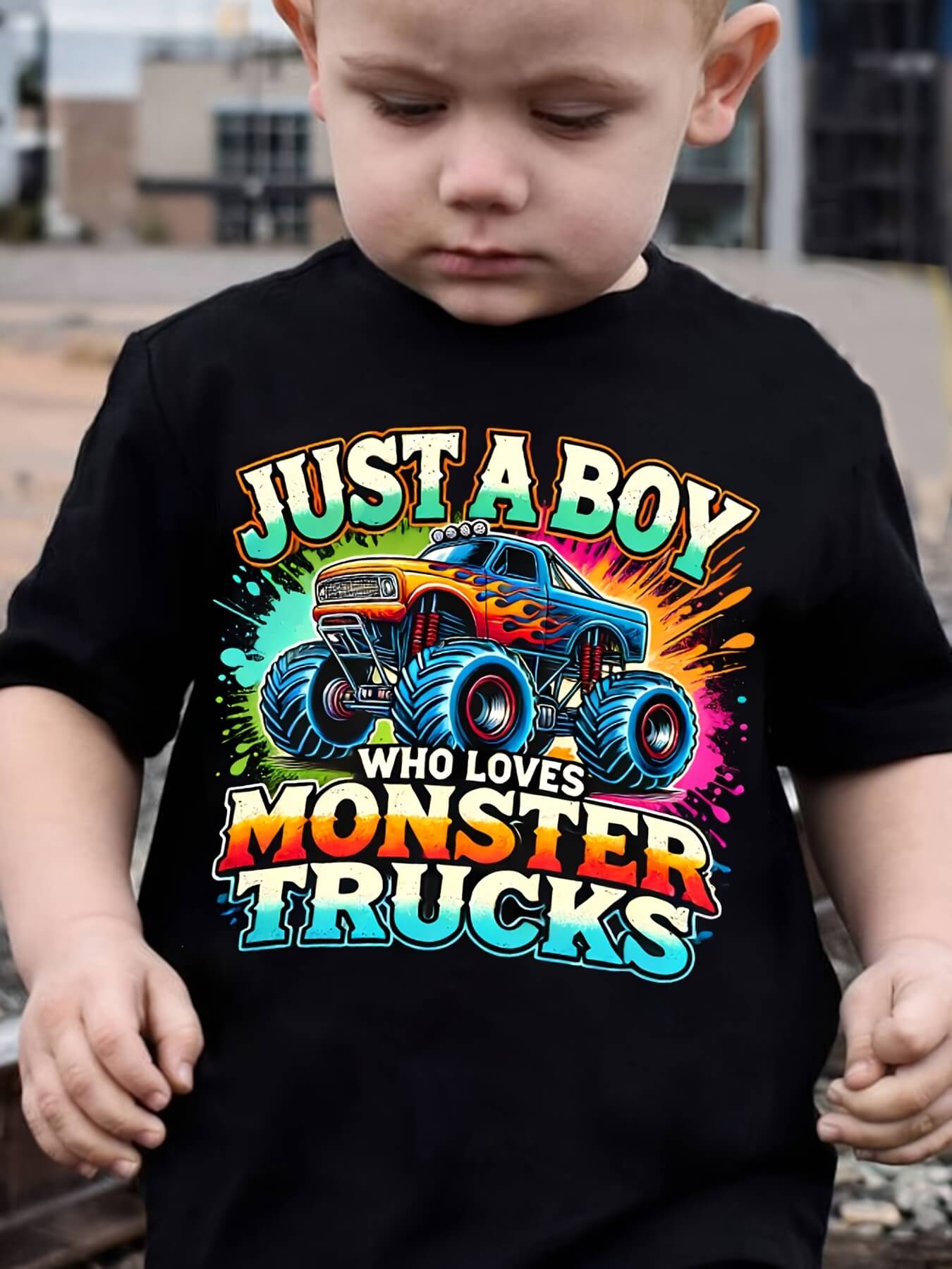 Just a Boy Who Loves Monster Trucks T-Shirt